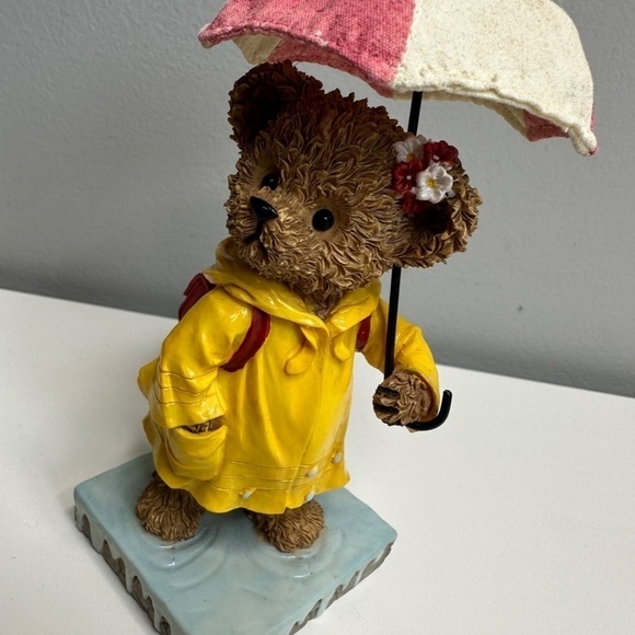 Home Interior Kuddles Korner  2002 Calendar Bear Raincoat umbrella #11832 April - Picture 2 of 6